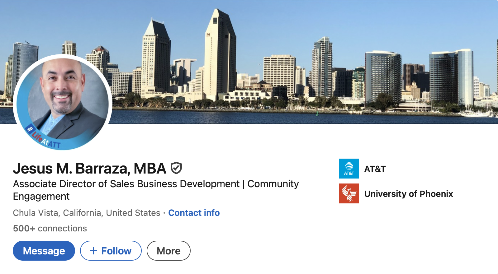 Jesus M. Barraza — LinkedIn: Area Retail Sales Manager, 17 AT&T points