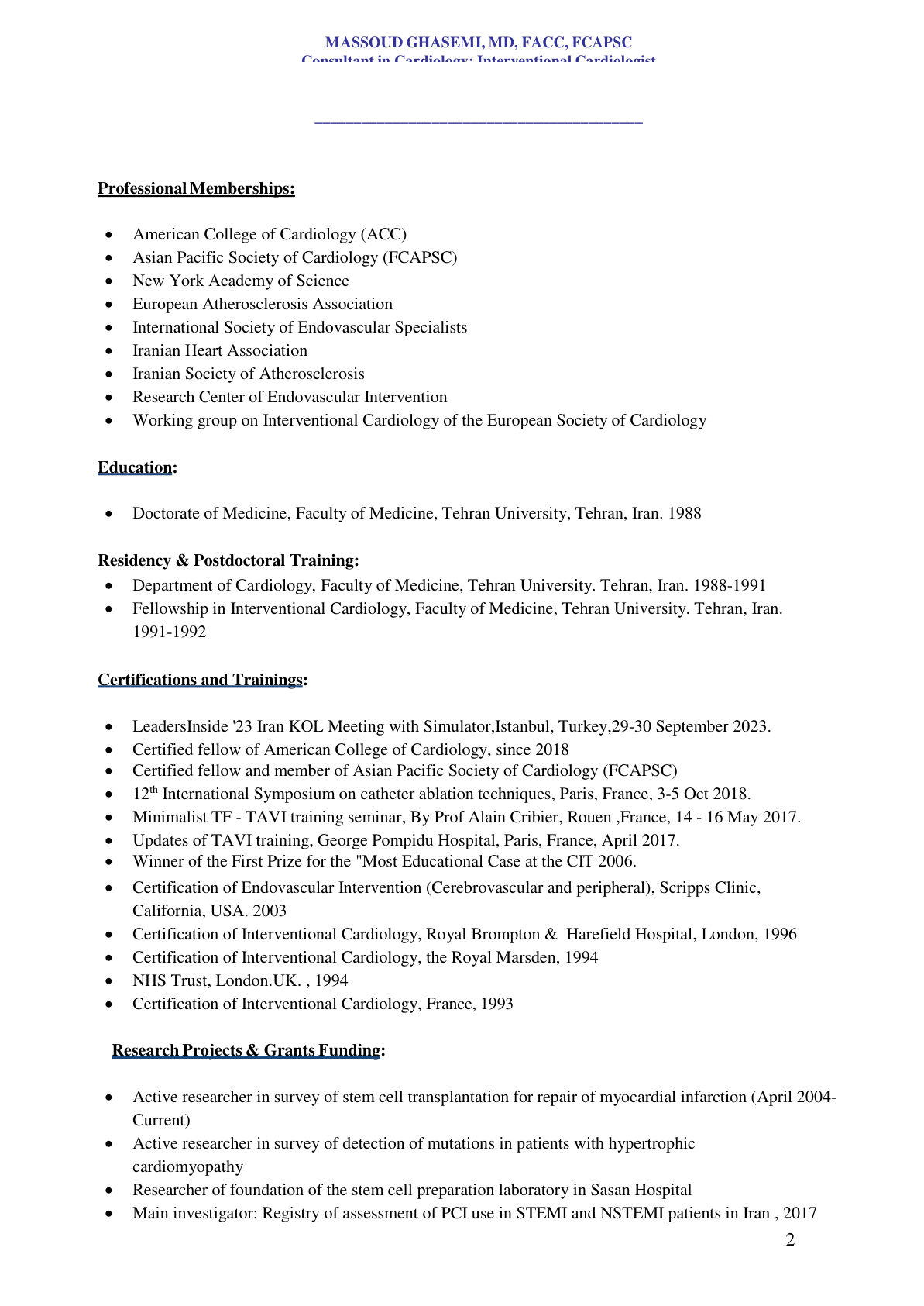 Massoud Ghasemi CV — Imam Khomeini; Scripps 2003; Valeix as a reference