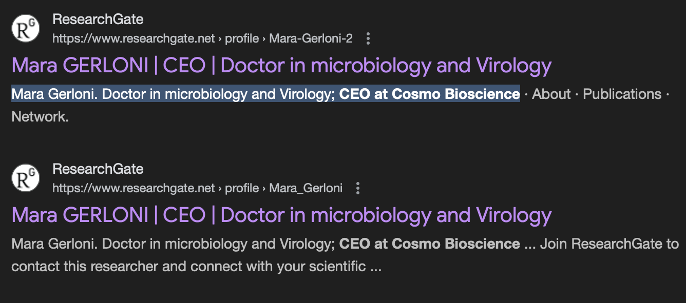 ResearchGate — CEO at Cosmo Bioscience