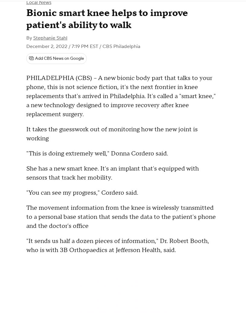 Persona IQ — FDA-cleared commercial smart knee, not SCORE, not a hip