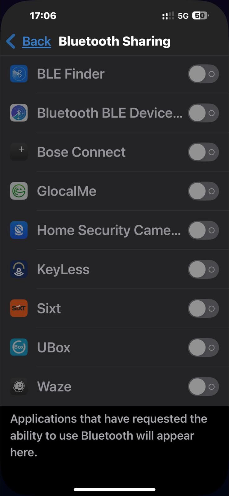 Bluetooth apps that requested access