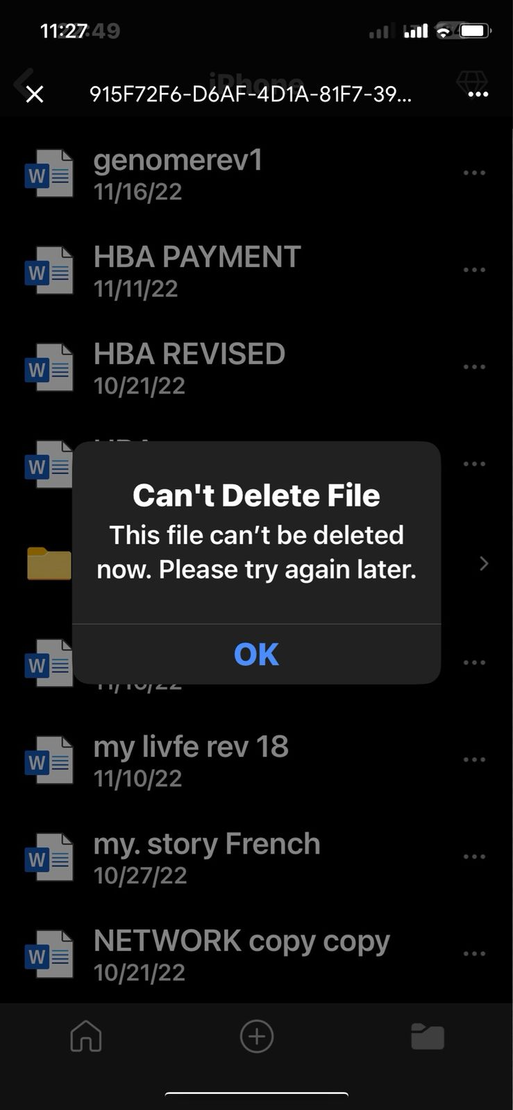 Files — Can’t Delete File