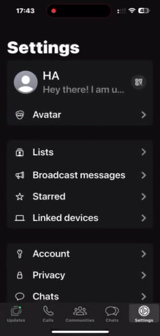 WhatsApp — already logged in as HA