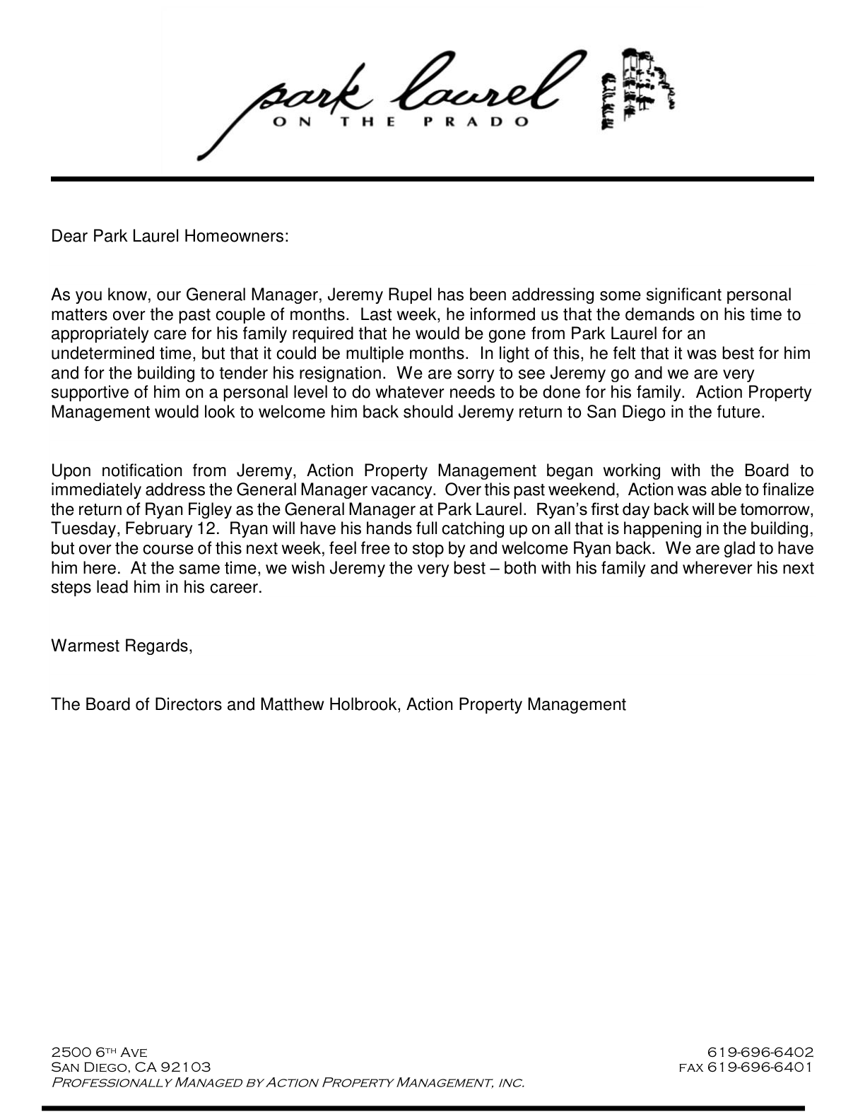 February 2019 — Rupel resigns; Figley returns
