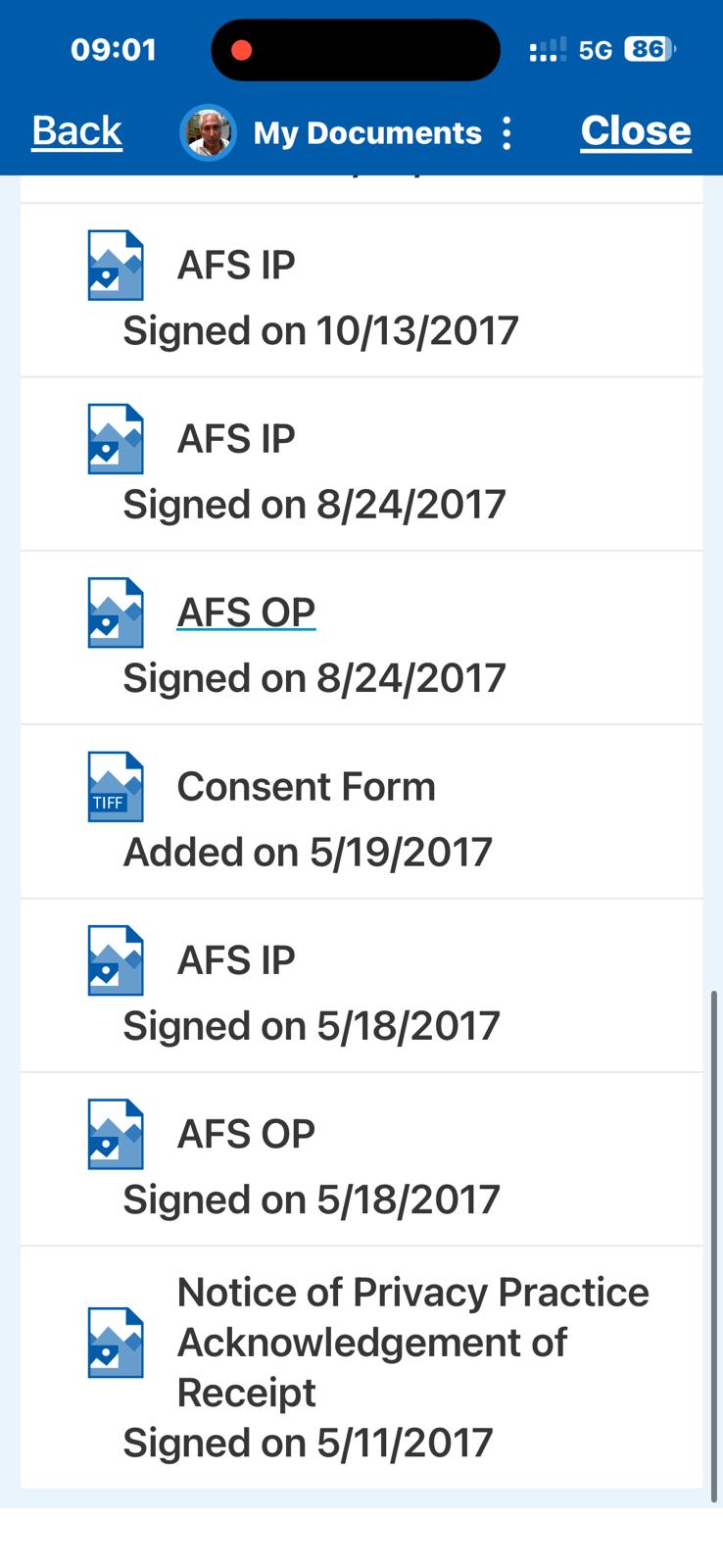 Same list — NPP Acknowledgement of Receipt signed 5/11/2017
