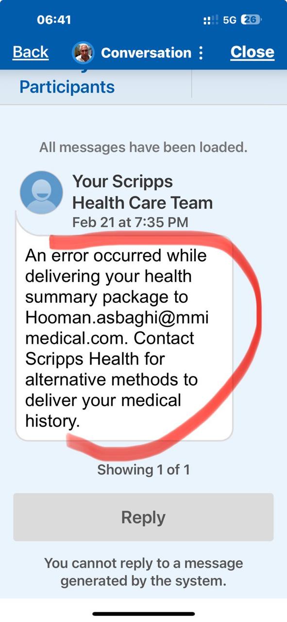21 Feb — health-summary package failed to deliver