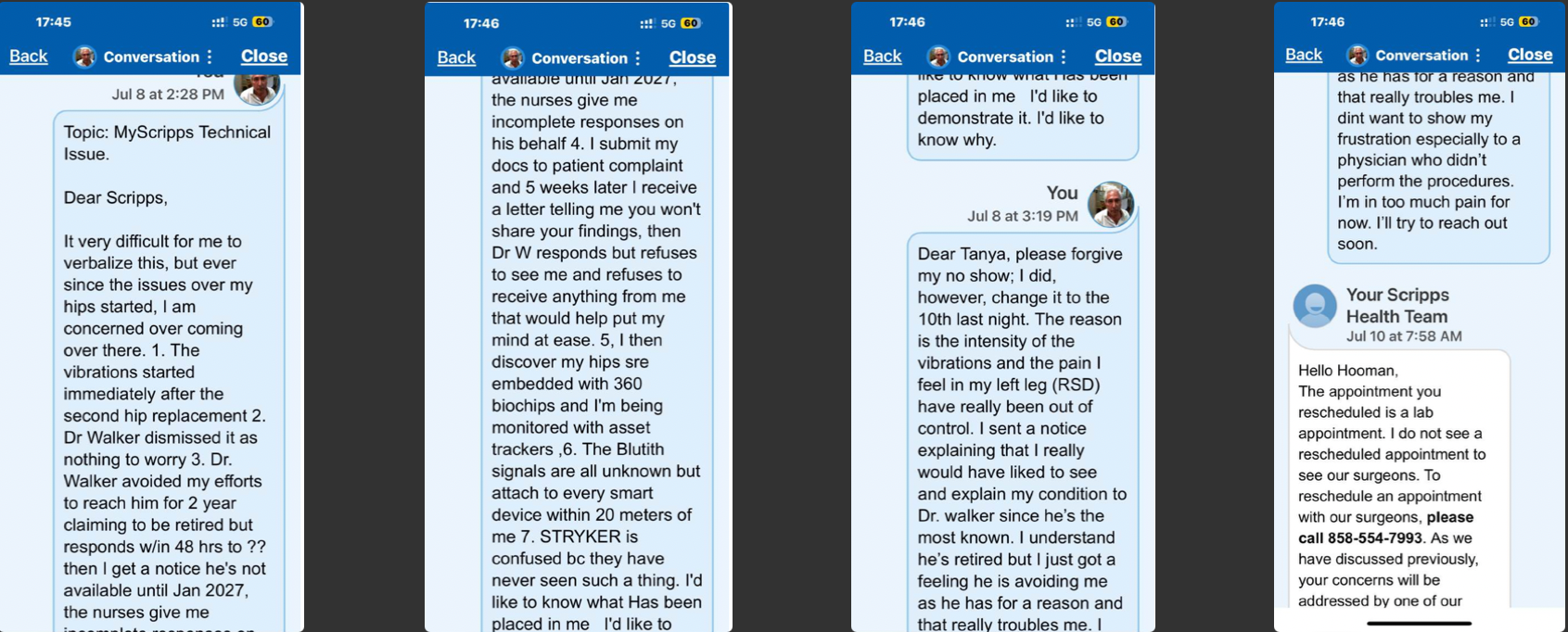 July thread: numbered list, no-show apology, lab appointment