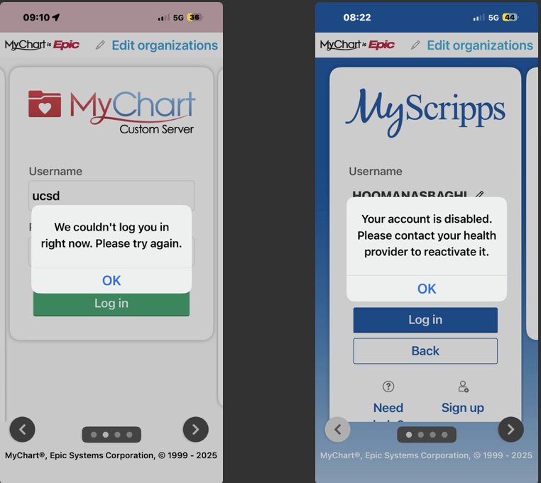 MyScripps: Your account is disabled