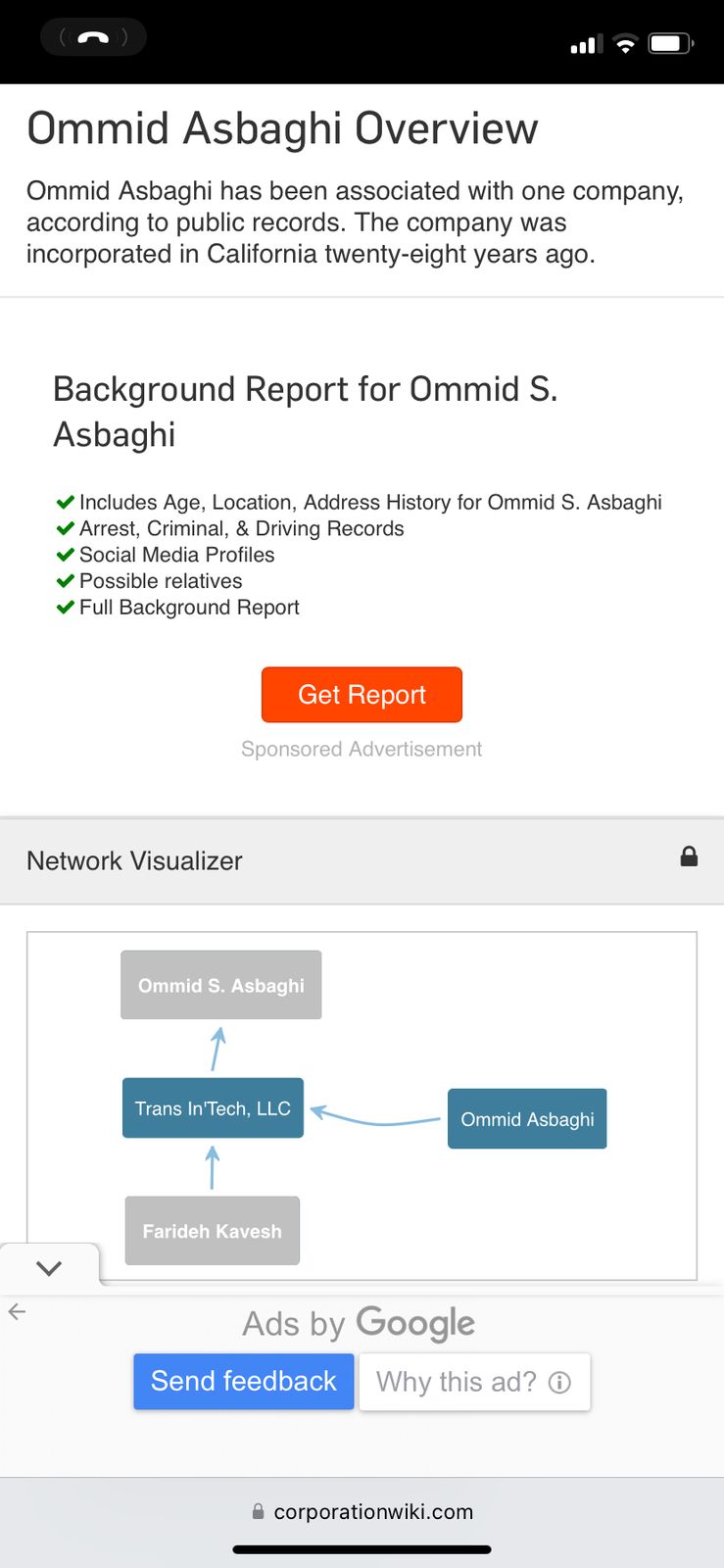 Corporation Wiki chart — Farideh, the LLC, and Ommid on one face