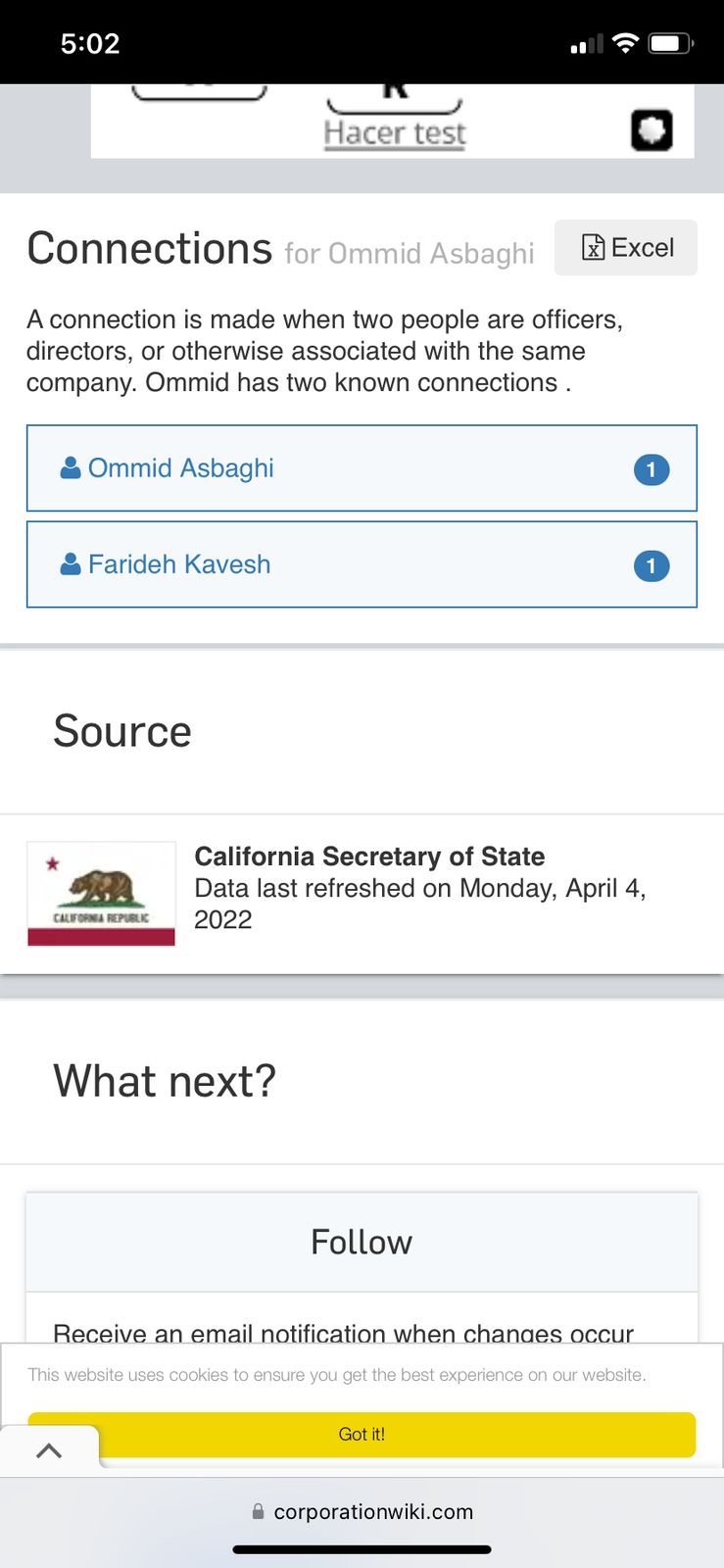 Connections — Farideh named; SOS refresh 4 Apr 2022